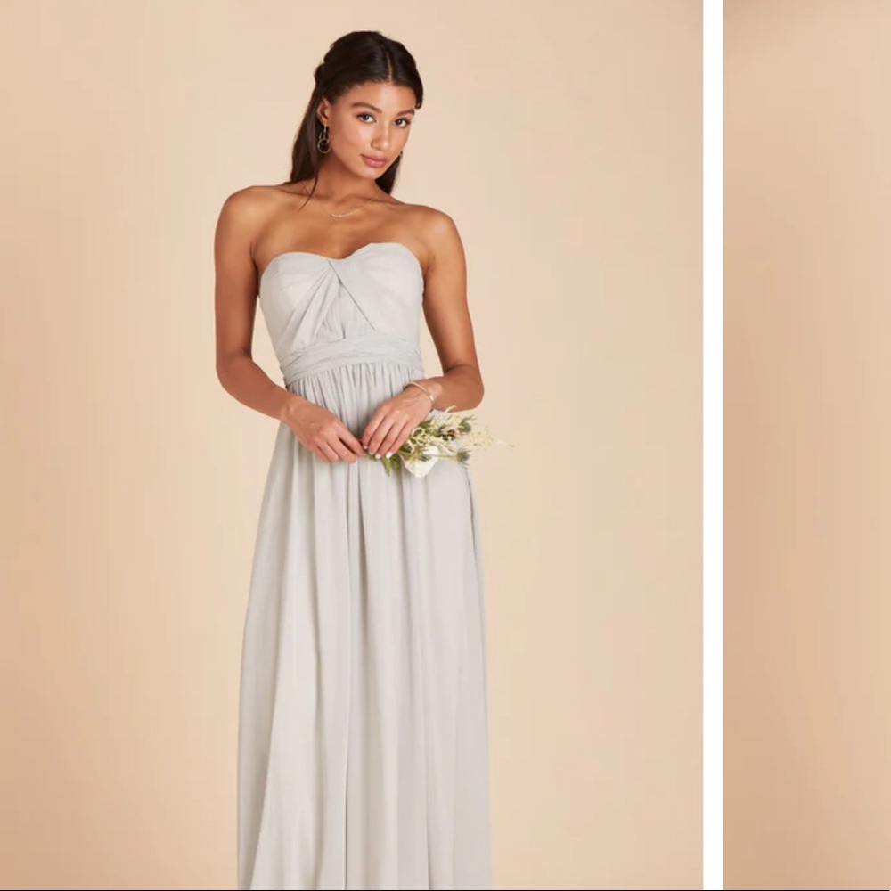 Birdy Grey long bridesmaid dress. Chiffon Dove Gray. Size small. NWT